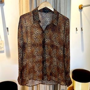 AS by DF Sheer Animal Print Blouse